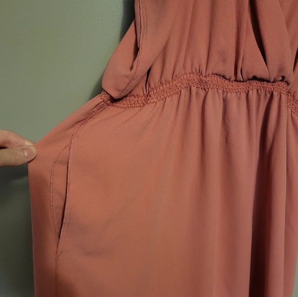 ARITZIA Wilfred Cross Faux Front Wrap Front Dress Salmon Pink Size Small - Picture 4 of 6